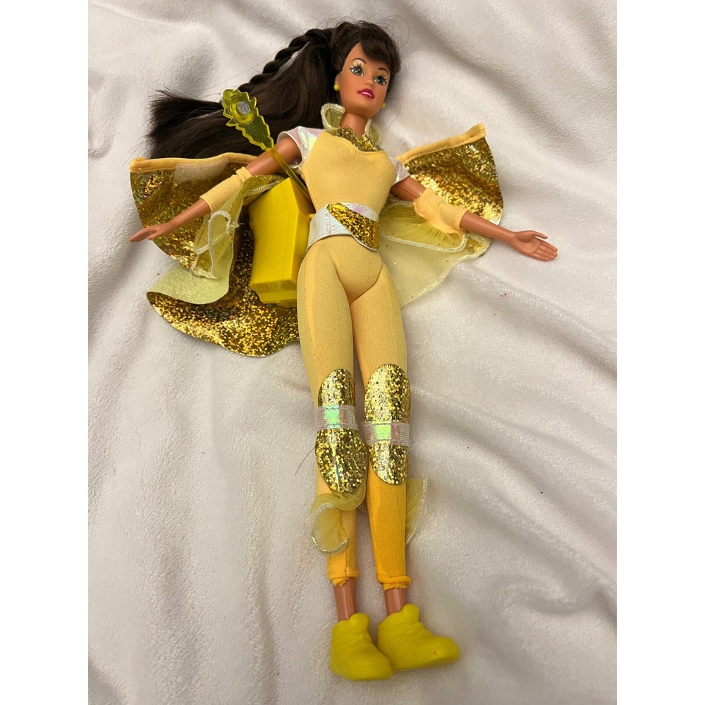 Vintage 1995ā Flying Hero Teresa Yellow Gold Glitter Flying Toy Wand